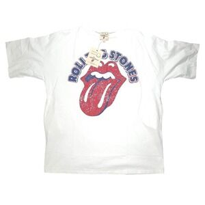 Fantastic Fawn The Rolling Stones‎ Graphic T-Shirt White Crew Neck Women's Large